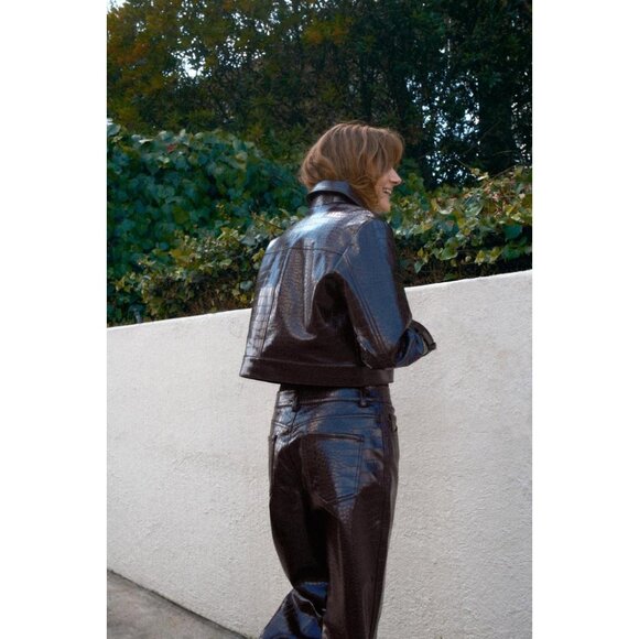 ZARA SHORT ANIMAL EMBOSSED FAUX LEATHER JACKET - Picture 3 of 6